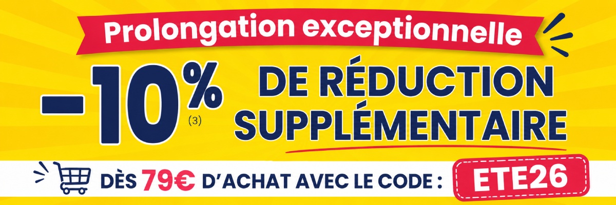 10 % de réduction supplémentaire dès 79 € d’achat avec le code ETE26