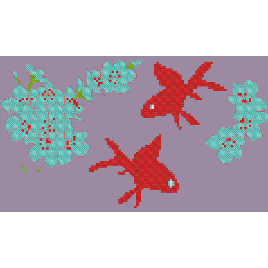 COKYIS Kit Punto Croce Prestampato,Illustrazione di koi principianti mestieri,kit ricamo,tela per punto croce,Decorazioni la casa 40x50cm (Tela prestampata 11CT