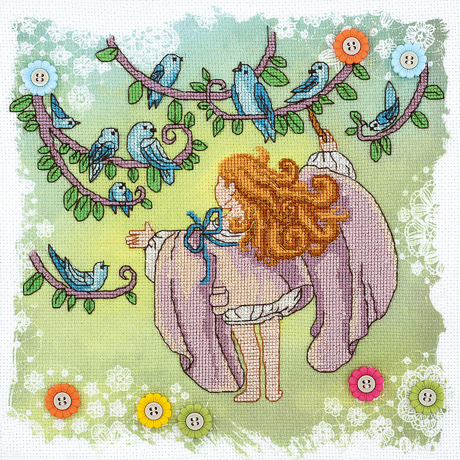 Crocs 21 Aine - Angelo Sognante A1001, Punto Croce 20x20, Punto Croce Kit Da Ricamare, Disegni Da Ricamare, , Kit Ricamo Punto Croce Embroidery Kit