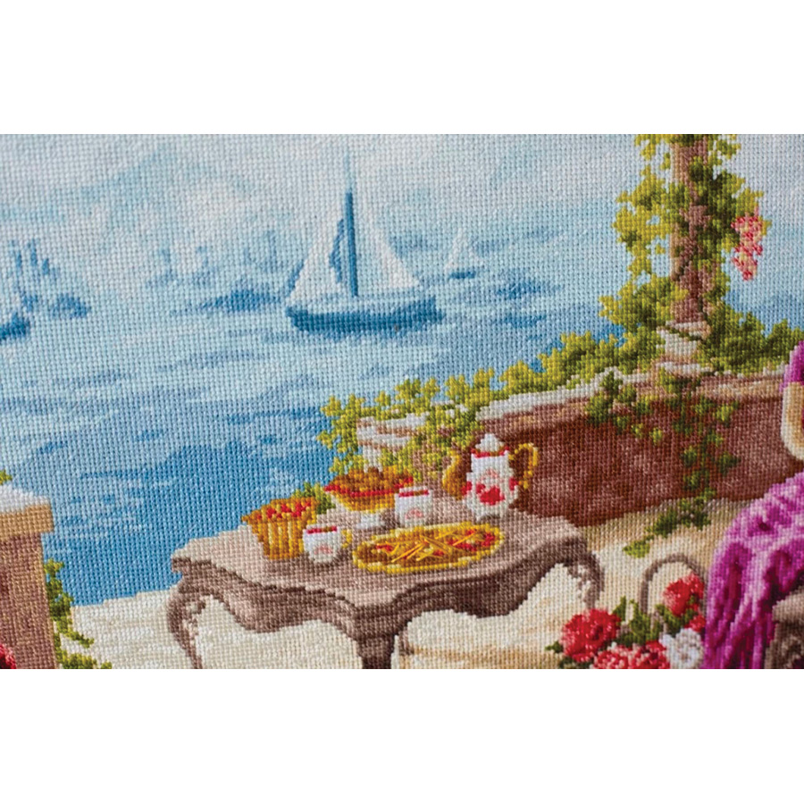 Kit Punto Croce Per Adulti - Paesaggio Bagno 40x50 Cm, Tessuto 11Ct Prestampato, Con Fili DMC E Accessori - Foto 4