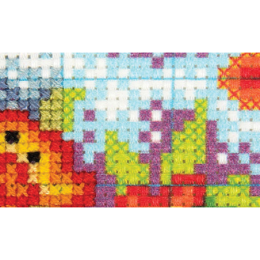 Wingkin Kit Punto Croce Per Adulti Con Tela Prestampata 40x50 Cm, Motivo Frutta E Fiori, 11CT, Completo Di Fili E Accessori