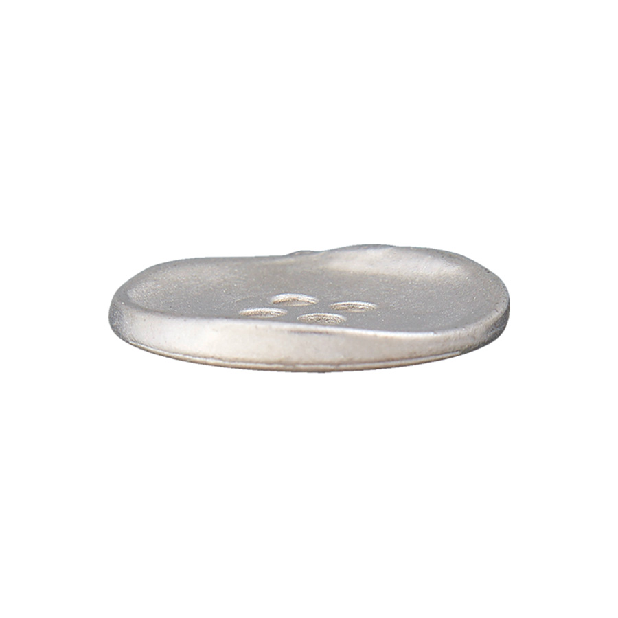 Bottoni Metallici Hartmann-Knöpfe – Funky, Design Piatto Opaco, Argento, 4 Fori (Confezione Da 5) – 18 Mm - 5