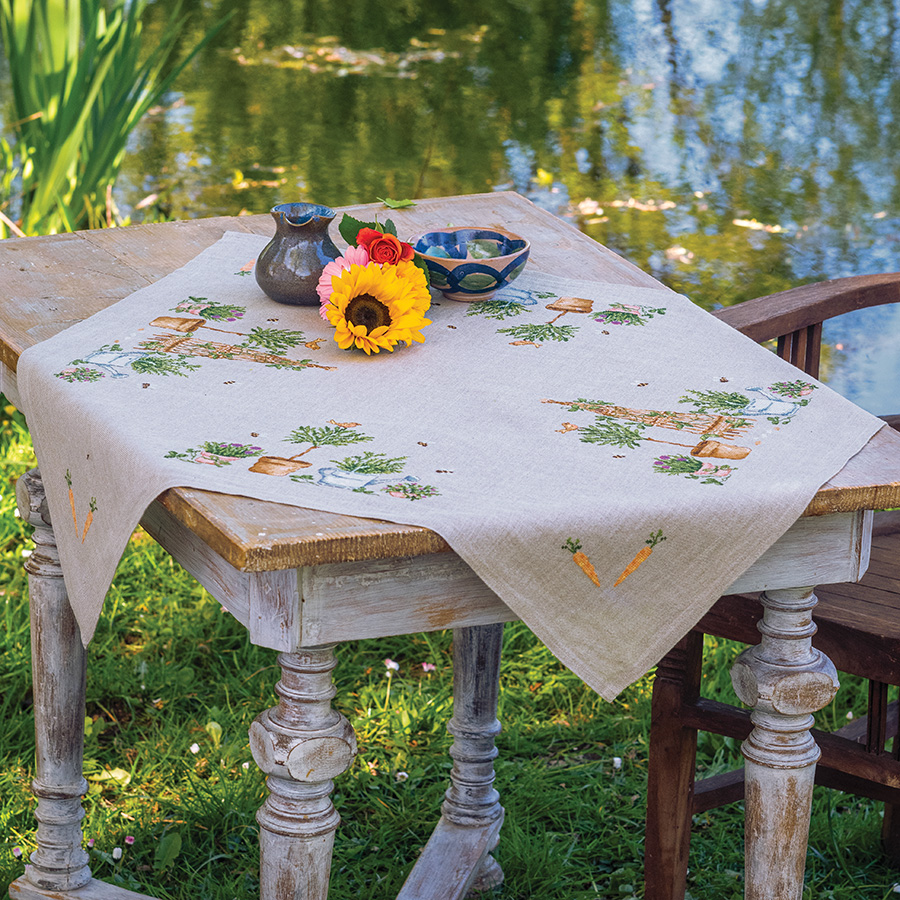 VERVACO Ricamo Punto Croce Kit Prestampato Tovaglie VOLPI IN AUTUNNO Biancheria Da Tavola Set Fai Da Te Creativo 80 x 80 cm Kit Hobby Creativi Adulti Casa Decor Cross Stitch Embroidery