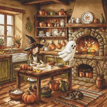 kit ricamo a punto croce - Ava - Una cucina autunnale magica