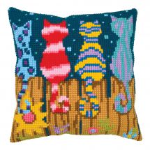 Kit Cuscino A Punto Croce 40x40 Cm - Collezione Blueberry - Tela Serigrafata E Istruzioni