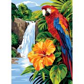 Canovaccio antico - SEG de Paris - Piume e flora - con matassine MOULINE DMC