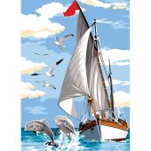 Canovaccio antico - SEG de Paris - Vela e pinna - con matassine MOULINE DMC