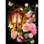 Kit ricamo diamante - Diamond Painting - Lanterna e rose