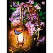 Kit ricamo diamante - Diamond Painting - Lanterna e lilla