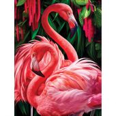 Kit ricamo diamante - Diamond Painting - Coppia di fenicotteri