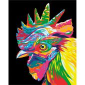 Kit di pittura per numero - Wizardi - Testa di gallo arcobaleno