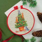 Kit per ricamo a punto croce con tamburo - Abris Art - Gatti birichini