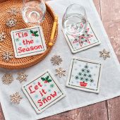 Kit di ornamenti da ricamare - Anchor - Sottobicchieri di Natale