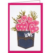 Kit di schede da ricamo con perline - Abris Art - Cuore aperto