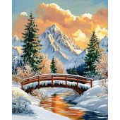 Kit ricamo diamante su telaio - Art City - Ruscello nella foresta in inverno