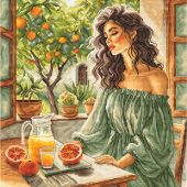 kit ricamo a punto croce - Ava - Finestra sul giardino