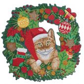 Kit ricamo diamante - Crystal Art D.I.Y - Ghirlanda di Natale - Gatto