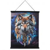 Banner a diamante - Crystal Art D.I.Y - Lupo incantato