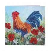 Carta con ricamo a diamante - Crystal Art D.I.Y - Il gallo nel campo