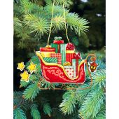 Kit di ornamenti da ricamare - Charivna Mit - Giocattoli di Natale: Slitta