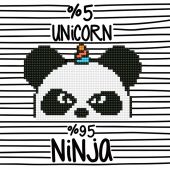 Kit ricamo diamante - Diamond Art - Ninja panda-unicorno