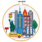 Kit punto croce con tamburo - DMC - Cuscino da ricamare New York