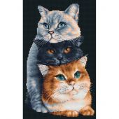 Kit Punto Croce - Dutch Stitch Brothers - Tre gatti - Aida nera