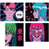 Kit ricamo diamante - Dotzies - 4 disegni Anime Manga