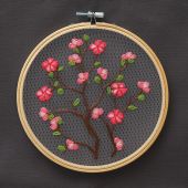 Kit di ricamo su tulle - Duftin - Fiori di ciliegio