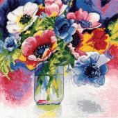 Kit Punto Croce - Design works - Anemoni ad acquerello
