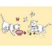 Kit di tela per bambini - Luc Créations - Piccoli gatti bianchi