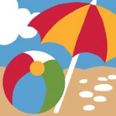 Kit di tela per bambini - Luc Créations - Cuscino da ricamare in spiaggia