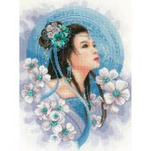 kit ricamo a punto croce - Lanarte - Donna asiatica in blu