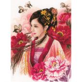 kit ricamo a punto croce - Lanarte - Donna asiatica in rosa