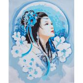 Kit di pittura per numero - Lanarte - Donna asiatica in blu