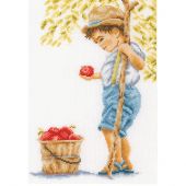 kit ricamo a punto croce - Lanarte - Ragazzo con le mele - Etamine