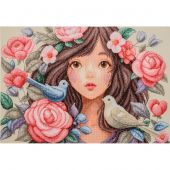 kit ricamo a punto croce - Lanarte - Si è tuffata nelle rose
