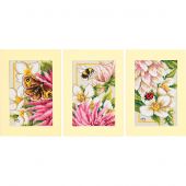 Kit bigliettini da ricamare - Lanarte - Dalia rosa