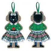 Kit di ornamenti da ricamare - Le Bonheur des Dames - Gonna in tartan bianco gatto