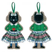 Kit di ornamenti da ricamare - Le Bonheur des Dames - Gonna in tartan bianco gatto