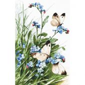 kit ricamo a punto croce - Letistitch - Farfalle e fiori blu