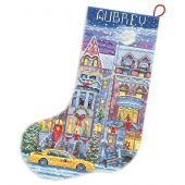 Kit calza di Natale da ricamare - Letistitch - Città in inverno