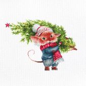 kit ricamo a punto croce - Luca-S - Mouse con albero di Natale