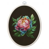 Kit per ricamo a punto croce con tamburo - Luca-S - Peonia "Abalone Perla"