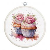 Kit per ricamo a punto croce con tamburo - Luca-S - Cupcakes