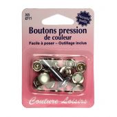 Bottoni a pressione - Couture loisirs - 6 bottoni a pressione perline + utensile