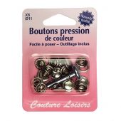 Bottoni a pressione - Couture loisirs - 6 bottoni pressione argento+ utensile