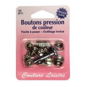 Bottoni a pressione - Couture loisirs - 6 bottoni pressione argento+ utensile