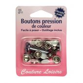 Bottoni a pressione - Couture loisirs - 6 bottoni a pressione bianco + utensile