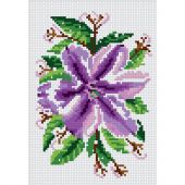 Kit Punto Croce - Luc Créations - Flowers, flowers mauve, violet, flower basket, basket of violets, flowerpot, jar of violets,
